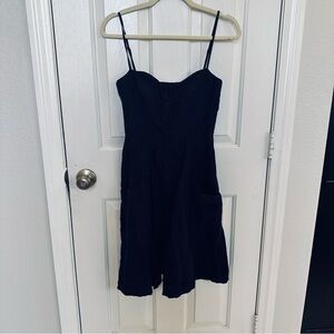 Reformation Navy Linen Blend Button Front Midi Dress size 0 Preppy Nautical